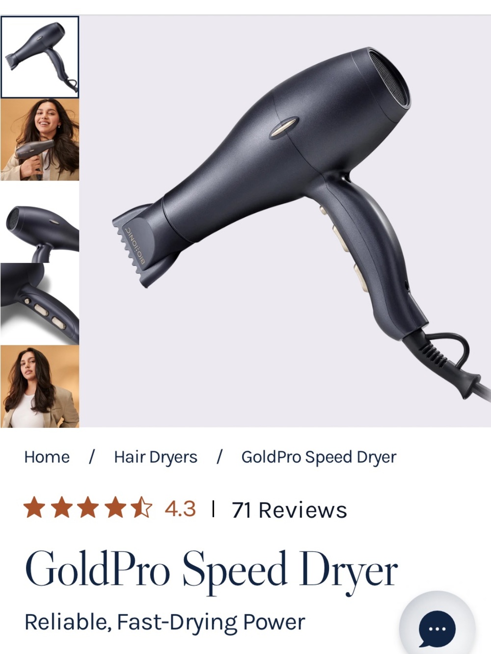 GoldPro Speed Dryer — Professional Hair Dryer in Dark Gray